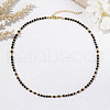 Black Faceted Cube Glass & Metal Beaded Necklaces for Women YD1543-2
