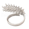 Cubic Zirconia Ear of Wheat Open Cuff Ring RJEW-M151-01P-2