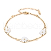 304 Stainless Steel with Acrylic Flower Charm Anklets AJEW-Z044-01G-3