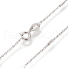 Anti-Tarnish Rhodium Plated 925 Sterling Silver Cable Chain Necklaces STER-L059-15P-1