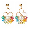 Flower Colorful Glass Beads Dangle Earrings for Girl Women X1-EJEW-TA00010-5