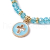 2Pcs 2 Styles Glass Beads Stretch Bracelet Set for Women BJEW-JB11569-4