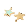 304 Stainless Steel Aquamarine Enamel Connector Charms STAS-Z078-14G-2