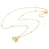 Brass Micro Pave Clear Cubic Zirconia Pendant Necklaces for Women NJEW-M084-02G-04-2