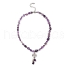 Natural Amethyst & Pearl & Cubic Zirconia Tree of Life Pendant Necklace NJEW-JN04335-01-3