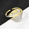 Brass Micro Pave Cubic Zirconia Open Cuff Ring for Women RJEW-F177-03GP-01-4