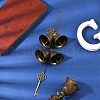 Iron Bell & Alloy Key Charm Hanging Ornaments HJEW-JM03429-02-2