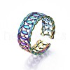 304 Stainless Steel Twist Rope Shape Cuff Ring RJEW-N038-083-4