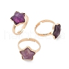Star Natural Amethyst Adjustable Rings RJEW-H241-01G-03-2