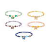 5Pcs 5 Style Natural Mixed Gemstone & Glass Beaded Stretch Bracelets Set BJEW-JB08881-1
