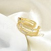 Crown Clear Cubic Zirconia Cuff Rings RJEW-G337-07G-5