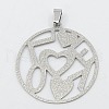 304 Stainless Steel Textured Filigree Pendants STAS-M001-03-2