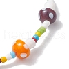 3mm Round Glass Seed Beads & Mushroom Handmade Lampwork Stretch Bracelets for Women BJEW-TA00523-4