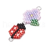 Handmade Glass Seed Beads Woven Connector Charms PALLOY-MZ00311-02-3