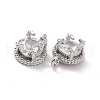 Brass Micro Pave Clear Cubic Zirconia Charms KK-E068-VF205-3