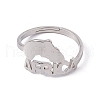 201 Stainless Steel Africa Map Adjustable Ring for Women RJEW-C045-10P-2