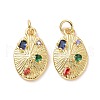 Oval Brass Micro Pave Colorful Cubic Zirconia Pendants KK-G406-31G-1