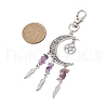 Tibetan Style Alloy Moon with Feather Pendant Decorations HJEW-JM02322-3