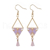 Glass Seed Braided Triangle Dangle Earrings EJEW-MZ00053-02-1
