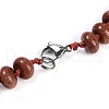 Synthetic Goldstone Rondelle Graduated Beaded Necklaces for Women Men NJEW-K388-02H-3
