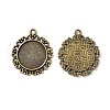 Tibetan Style Flat Round Alloy Pendant Cabochon Settings X-TIBEP-Q045-005AB-NR-2