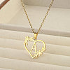 201 Stainless Steel Flower Heart Initial Pendant Necklaces for Women FS-WG08285-20-2