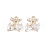 Brass Micro Pave Clear Cubic Zirconia Pendants KK-K351-40G-1
