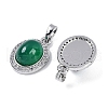 Natural Green Onyx Agate(Dyed & Heated) Oval Pendants KK-U043-34P-01-2