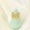 Flower 304 Stainless Stee Open Cuff Rings for Women RJEW-Q006-03E-G-4