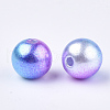 Rainbow ABS Plastic Imitation Pearl Beads X-OACR-Q174-12mm-06-2