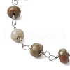 Natural Unakite Faceted Rondelle Beads Link Bracelets for Women BJEW-JB10262-04-3
