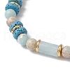 Natural Lava Rock & Synthetic Aqua Terra Jasper & Natural Aquamarine Beads Strethch Bracelets BJEW-JB11666-03-3