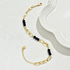 Simple Fashion Rondelle Glass & Iron Paperclip Chain Anklets for Women UC1823-1-8