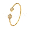Teardrop Rack Plating Brass Cubic Zirconia Cuff Bracelets for Women BJEW-M040-03G-1