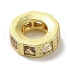 Octagon Brass Micro Pave Cubic Zirconia European Beads KK-C072-20G-2