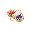 Handmade Glass Seed Beaded Heart Charms PALLOY-MZ00620-01-4