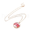 Dry Pressed Real Flower Resin Pendant Necklace NJEW-G088-01KCG-03-3