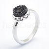 Electroplate Natural Druzy Agate Crystal Finger Rings RJEW-I054-03P-RS-4