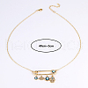 Brass Micro Pave Clear Cubic Zirconia Blue Evil Eye Safety Pin Pendant Necklaces for Women UQ5475-6