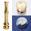 Golden Tone Brass Wax Seal Stamp Head with Bamboo Stick Shaped Handle STAM-K001-05G-J-1