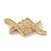 Brass Micro Pave Clear Cubic Zirconia Connector Charms KK-G493-03G-01-1