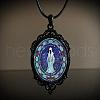 Oval Gothic Alloy Glass Halloween Pendant Necklaces for Women FS-WG73C21-06-1