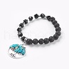 Natural Mixed Stone & Lava Rock Stretch Bracelets BJEW-JB03953-2