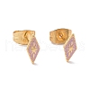 Enamel Rhombus with Star Stud Earrings with 316L Surgical Stainless Steel Pins EJEW-P204-02G-2