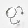 Tarnish Resistant 201 Stainless Steel Cuff Finger Rings Components STAS-T047-19A-4