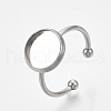 201 Stainless Steel Cuff Finger Rings Components STAS-T047-19A-4