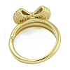 Bowknot Brass Micro Pave Clear Cubic Zirconia Open Cuff Double Rings RJEW-Z046-04G-01-4