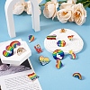 Yilisi 15Pcs 15 Style Love Rainbow Alloy Enamel Brooches Set JEWB-YS0001-04-7