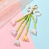 Bowknot & Flower Glass Seed Pendant Decoration HJEW-TA00311-02-2