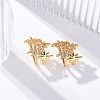 Rack Plating Star Brass Micro Pave Clear Cubic Zirconia Cuff Earrings for Women EJEW-C125-30G-3